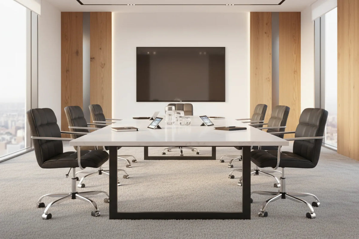 Futura Office Chair - Black Vegan Leather and Chrome Base - With Wheels