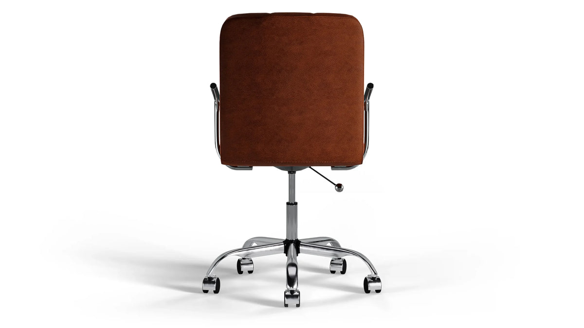 Futura Office Chair - Brown Vegan Leather and Chrome Base - With Wheels