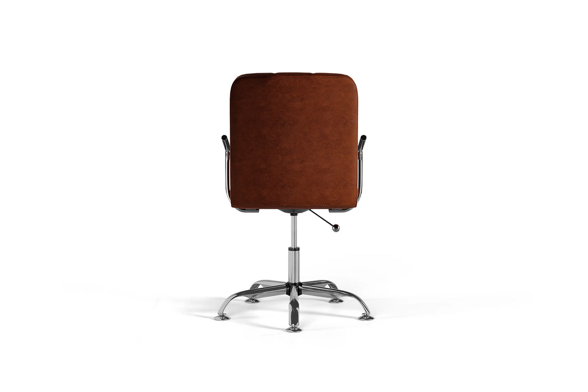 Futura Office Chair - Brown Vegan Leather and Chrome Base - Without Wheels