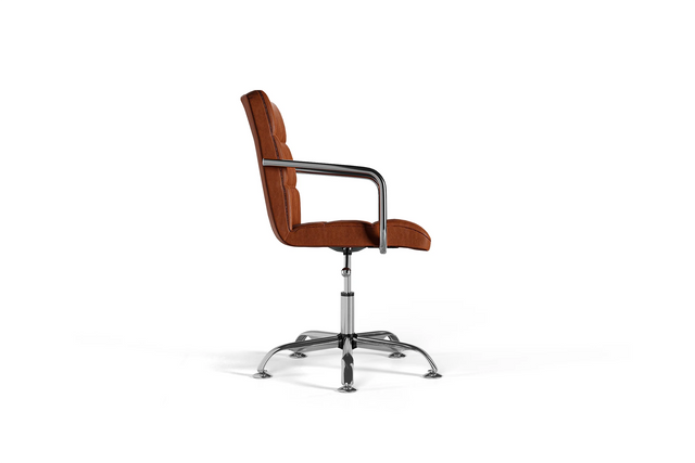 Futura Office Chair - Brown Vegan Leather and Chrome Base - Without Wheels