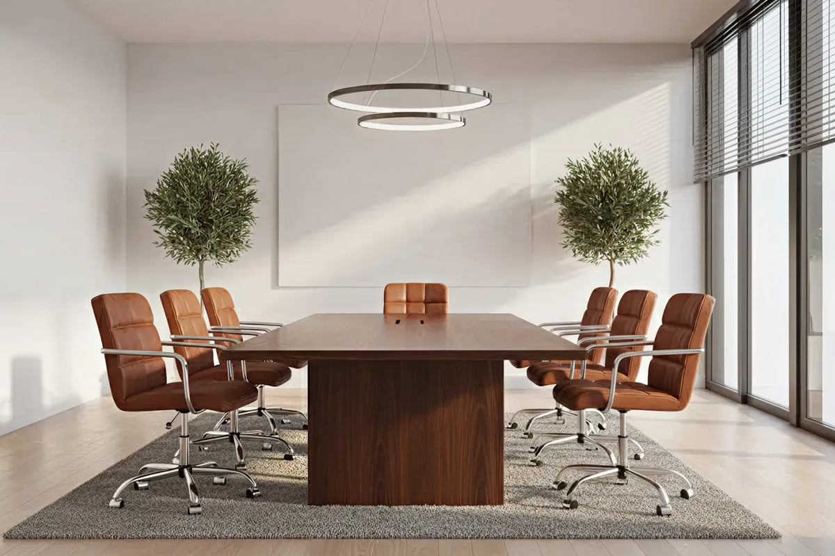 Futura Office Chair - Brown Vegan Leather and Chrome Base - With Wheels