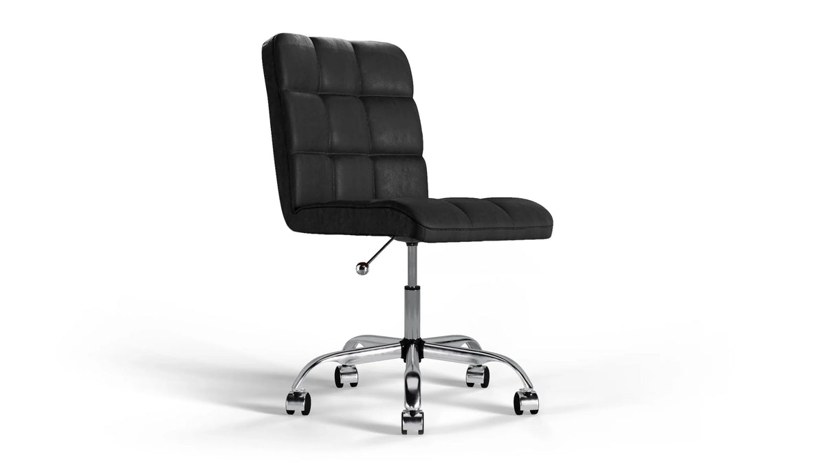 Futura Office Chair - Black Vegan Leather and Chrome Base - With Wheels