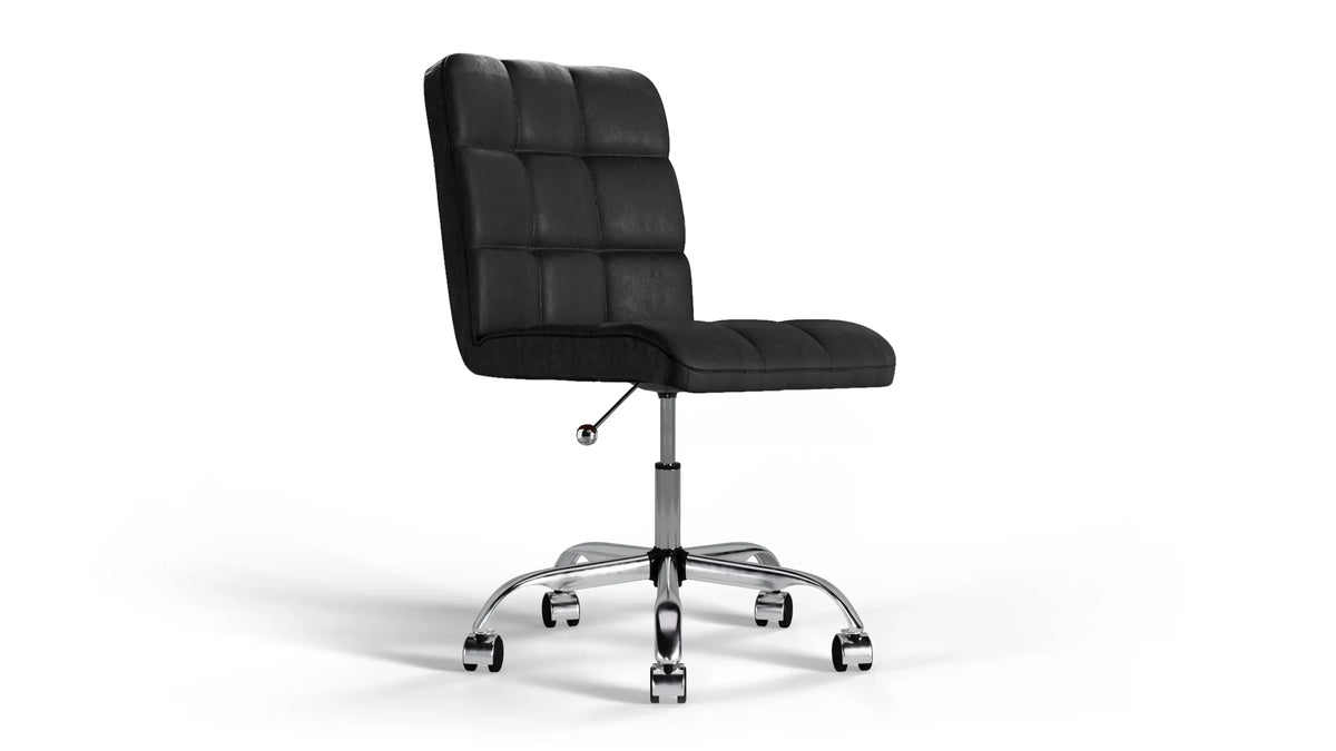 Futura Office Chair - Black Vegan Leather and Chrome Base - With Wheels