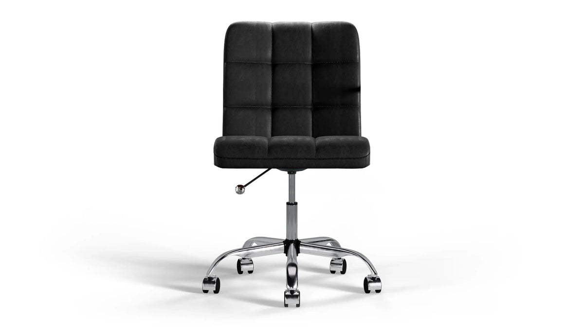 Futura Office Chair - Black Vegan Leather and Chrome Base - With Wheels