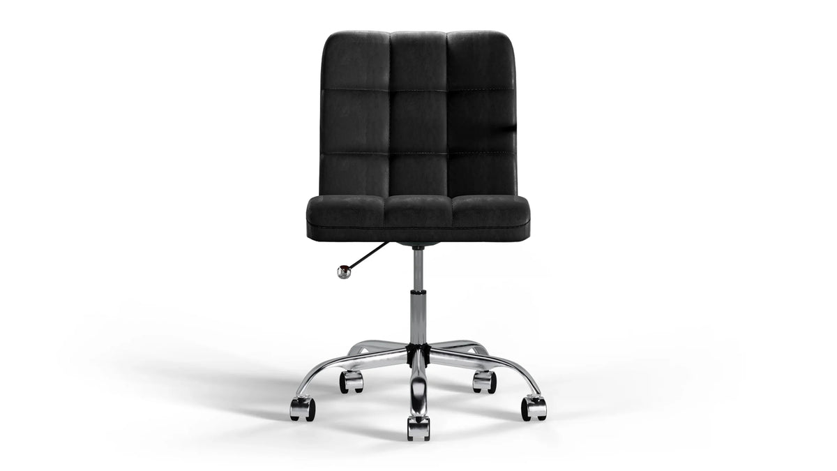 Futura Office Chair - Black Vegan Leather and Chrome Base - With Wheels