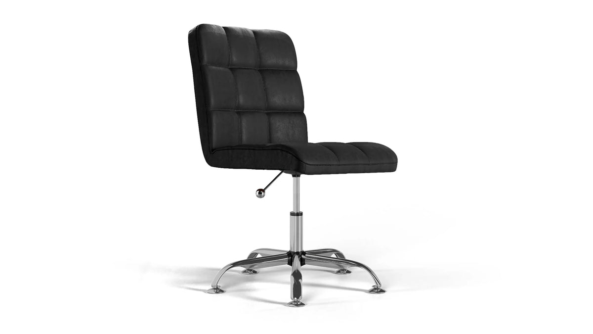 Futura Office Chair - Black Vegan Leather and Chrome Base - Without Wheels