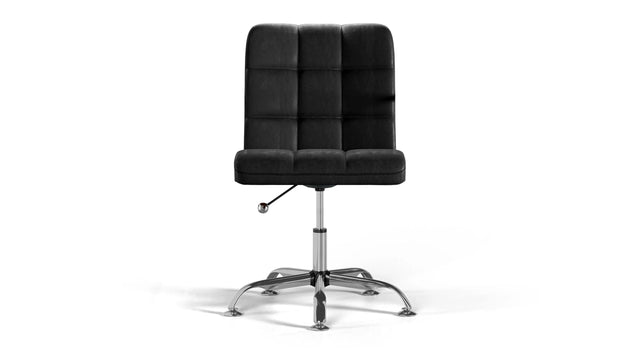 Futura Office Chair - Black Vegan Leather and Chrome Base - Without Wheels