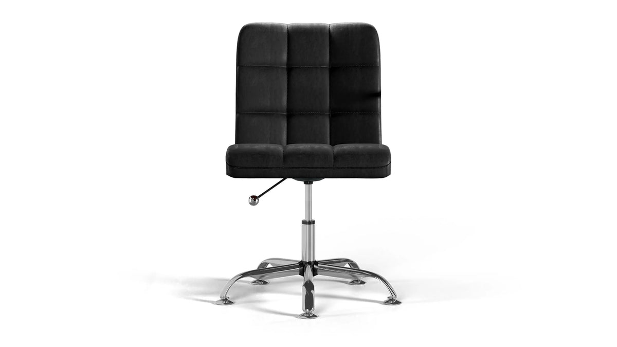 Futura Office Chair - Black Vegan Leather and Chrome Base - Without Wheels