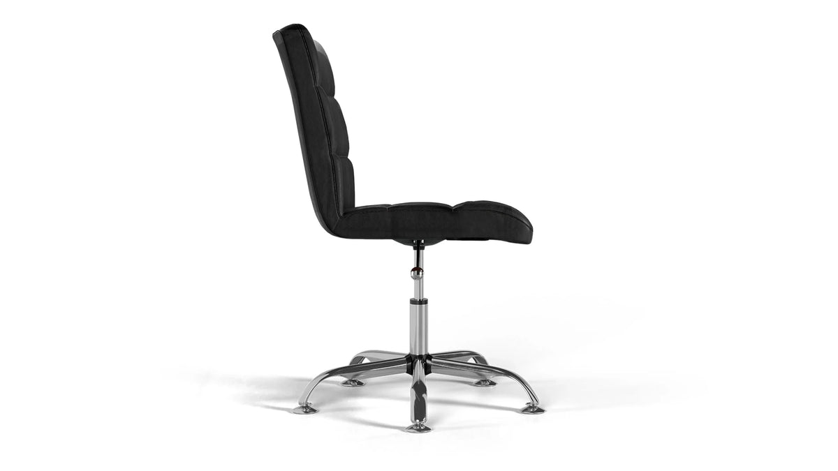 Futura Office Chair - Black Vegan Leather and Chrome Base - Without Wheels
