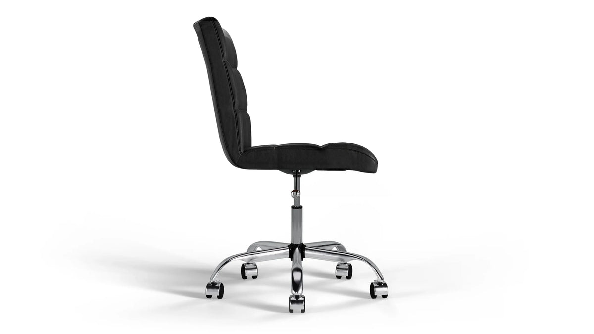 Futura Office Chair - Black Vegan Leather and Chrome Base - With Wheels