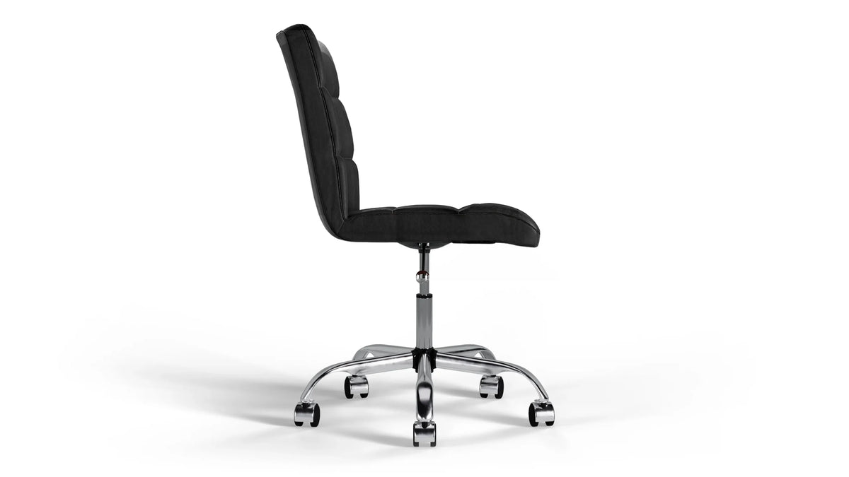 Futura Office Chair - Black Vegan Leather and Chrome Base - With Wheels