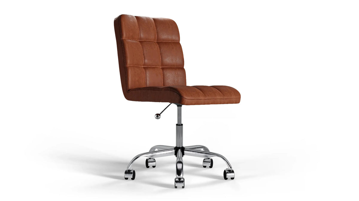Futura Office Chair - Brown Vegan Leather and Chrome Base - With Wheels