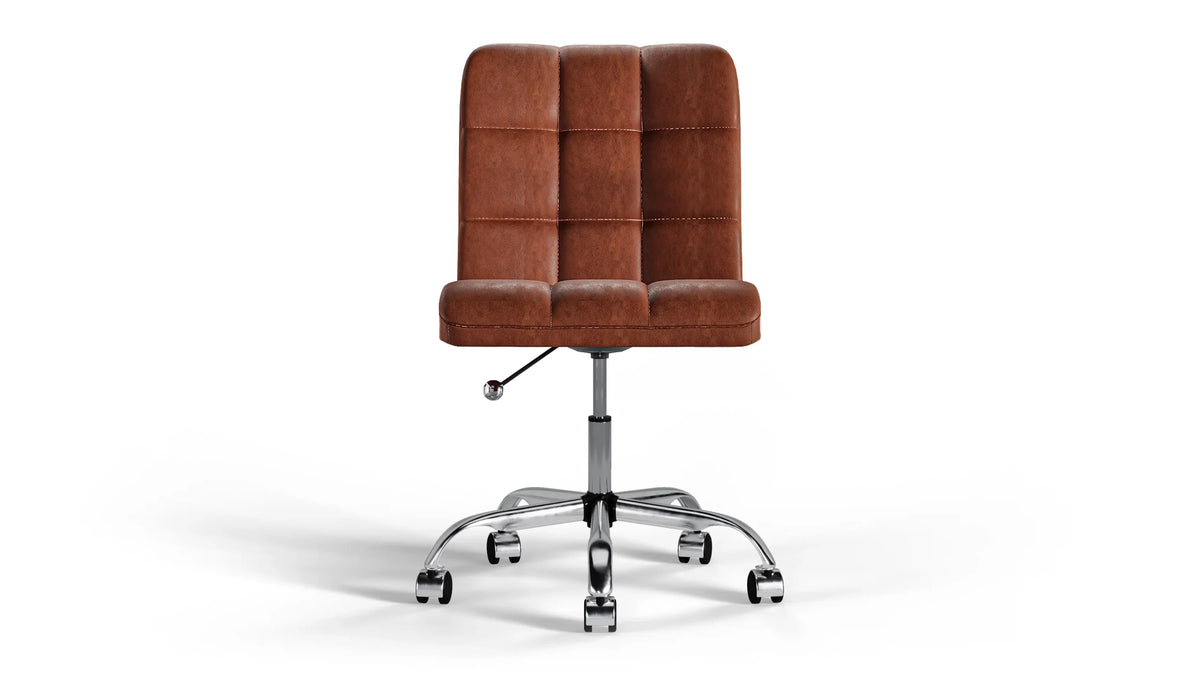 Futura Office Chair - Brown Vegan Leather and Chrome Base - With Wheels