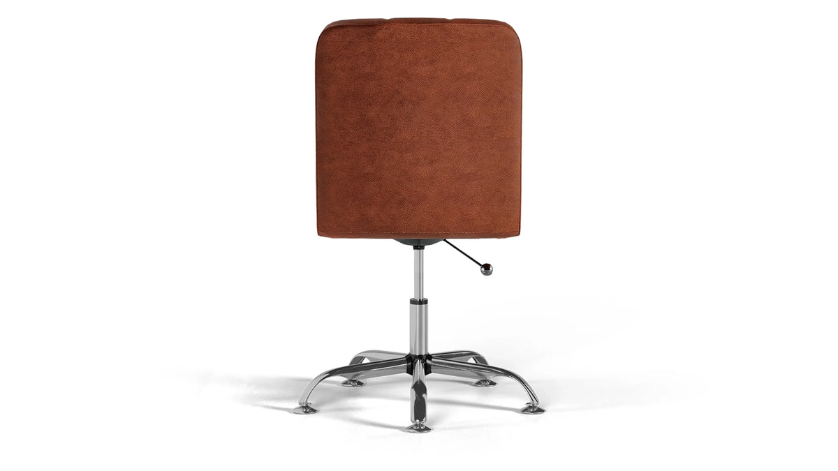 Futura Office Chair - Brown Vegan Leather and Chrome Base - Without Wheels