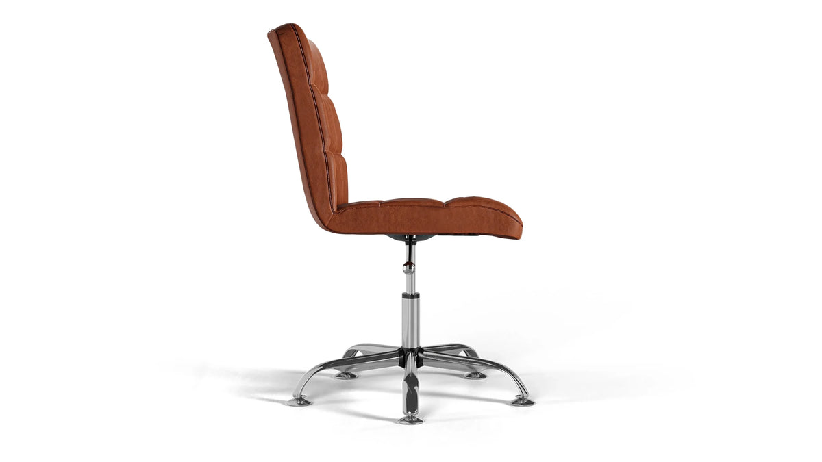 Futura Office Chair - Brown Vegan Leather and Chrome Base - Without Wheels
