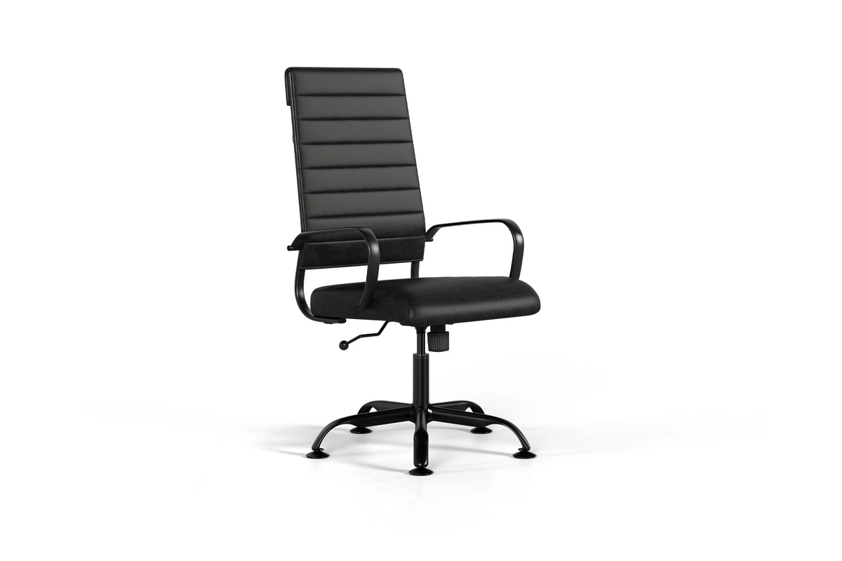 Laguna Executive Office Chair - Black Vegan Leather and Black Base - Without Wheels