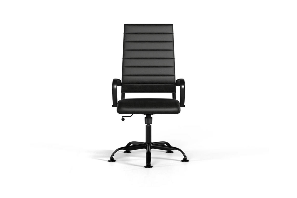Laguna Executive Office Chair - Black Vegan Leather and Black Base - Without Wheels