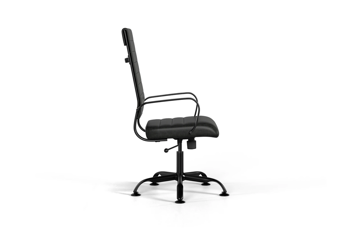 Laguna Executive Office Chair - Black Vegan Leather and Black Base - Without Wheels