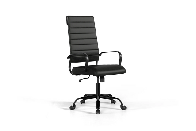 Laguna Executive Office Chair - Black Vegan Leather and Black Base - With Wheels