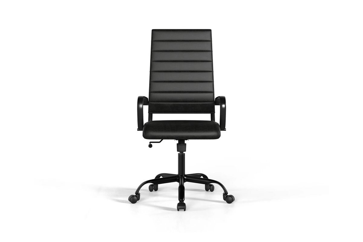 Laguna Executive Office Chair - Black Vegan Leather and Black Base - With Wheels