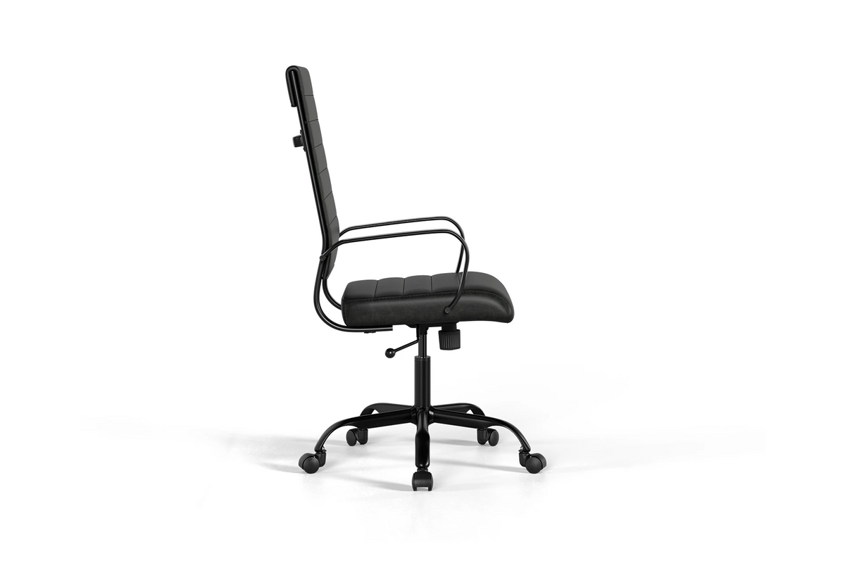 Laguna Executive Office Chair - Black Vegan Leather and Black Base - With Wheels