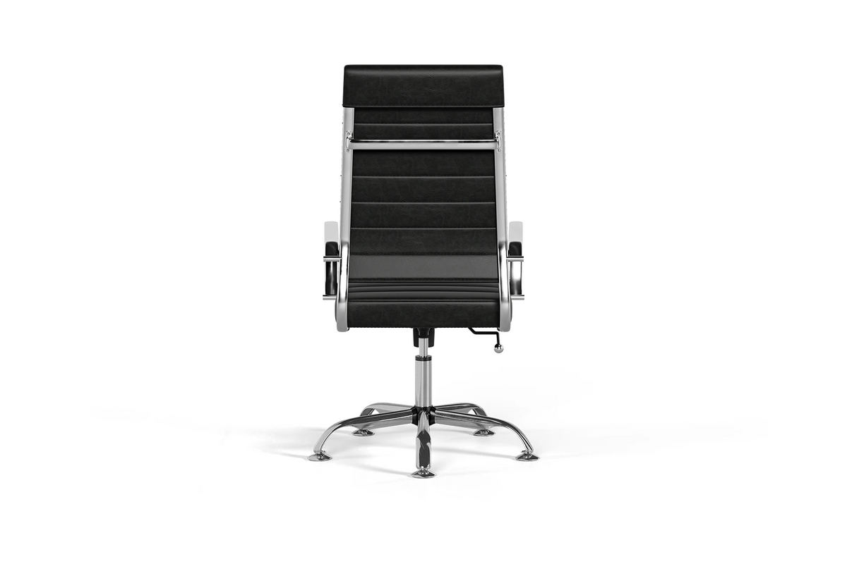 Laguna Executive Office Chair - Black Vegan Leather and Chrome Base - Without Wheels