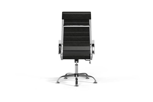 Laguna Executive Office Chair - Black Vegan Leather and Chrome Base - Without Wheels