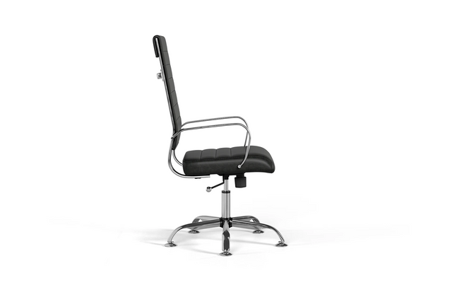 Laguna Executive Office Chair - Black Vegan Leather and Chrome Base - Without Wheels