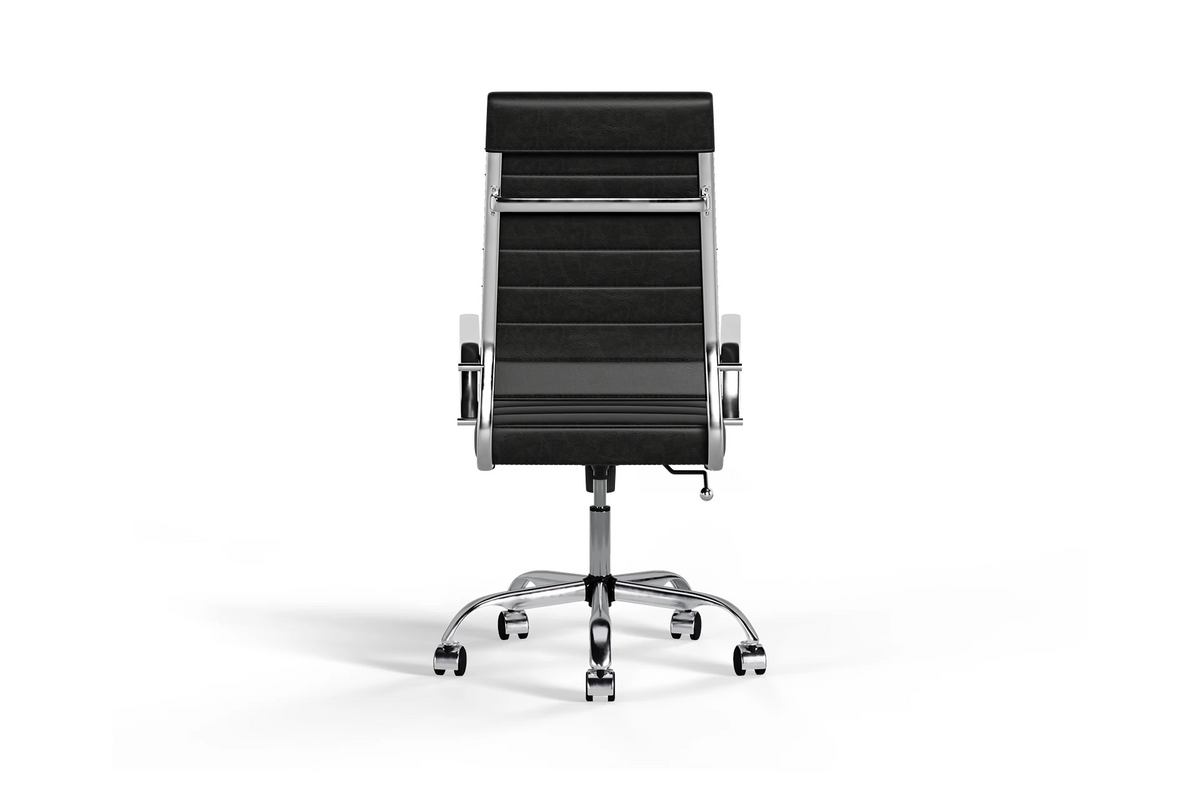 Laguna Executive Office Chair - Black Vegan Leather and Chrome Base - With Wheels