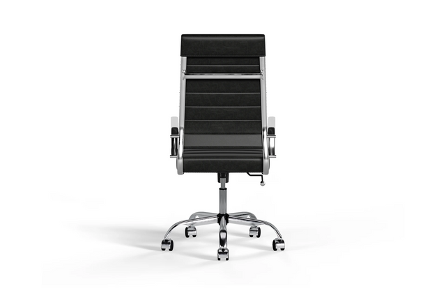Laguna Executive Office Chair - Black Vegan Leather and Chrome Base - With Wheels