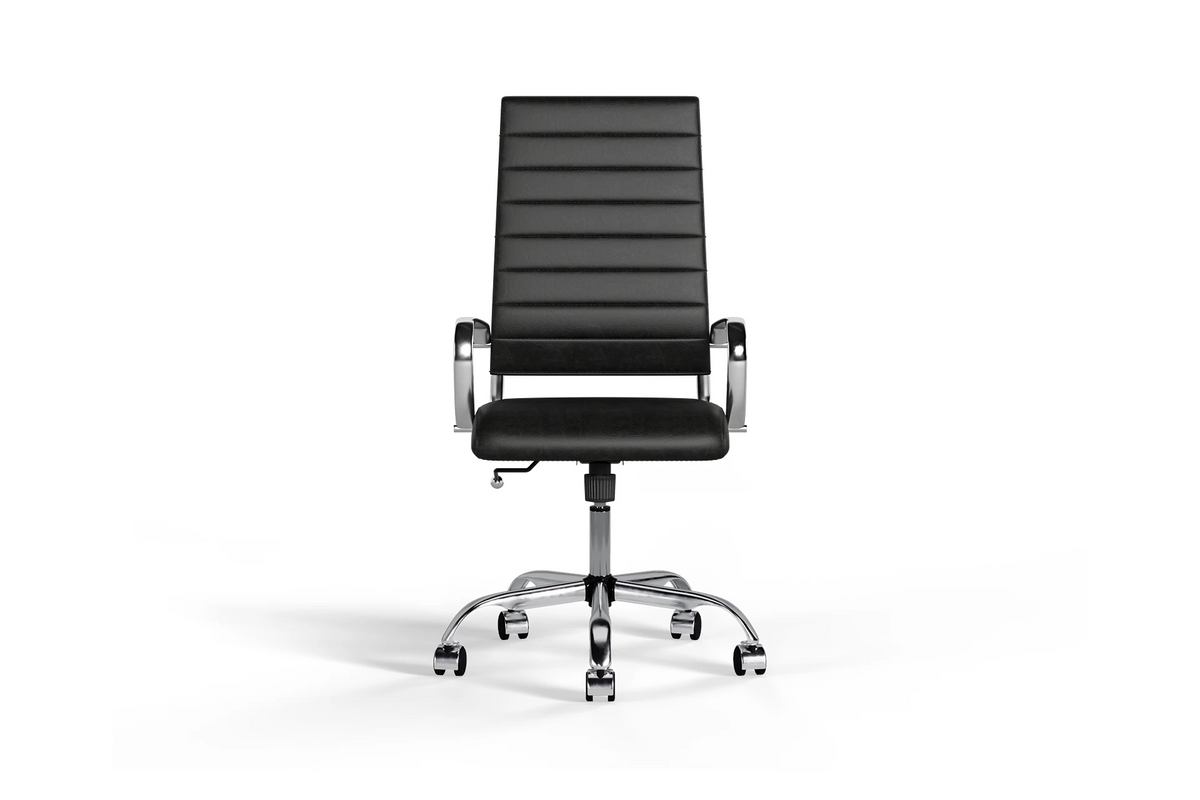 Laguna Executive Office Chair - Black Vegan Leather and Chrome Base - With Wheels