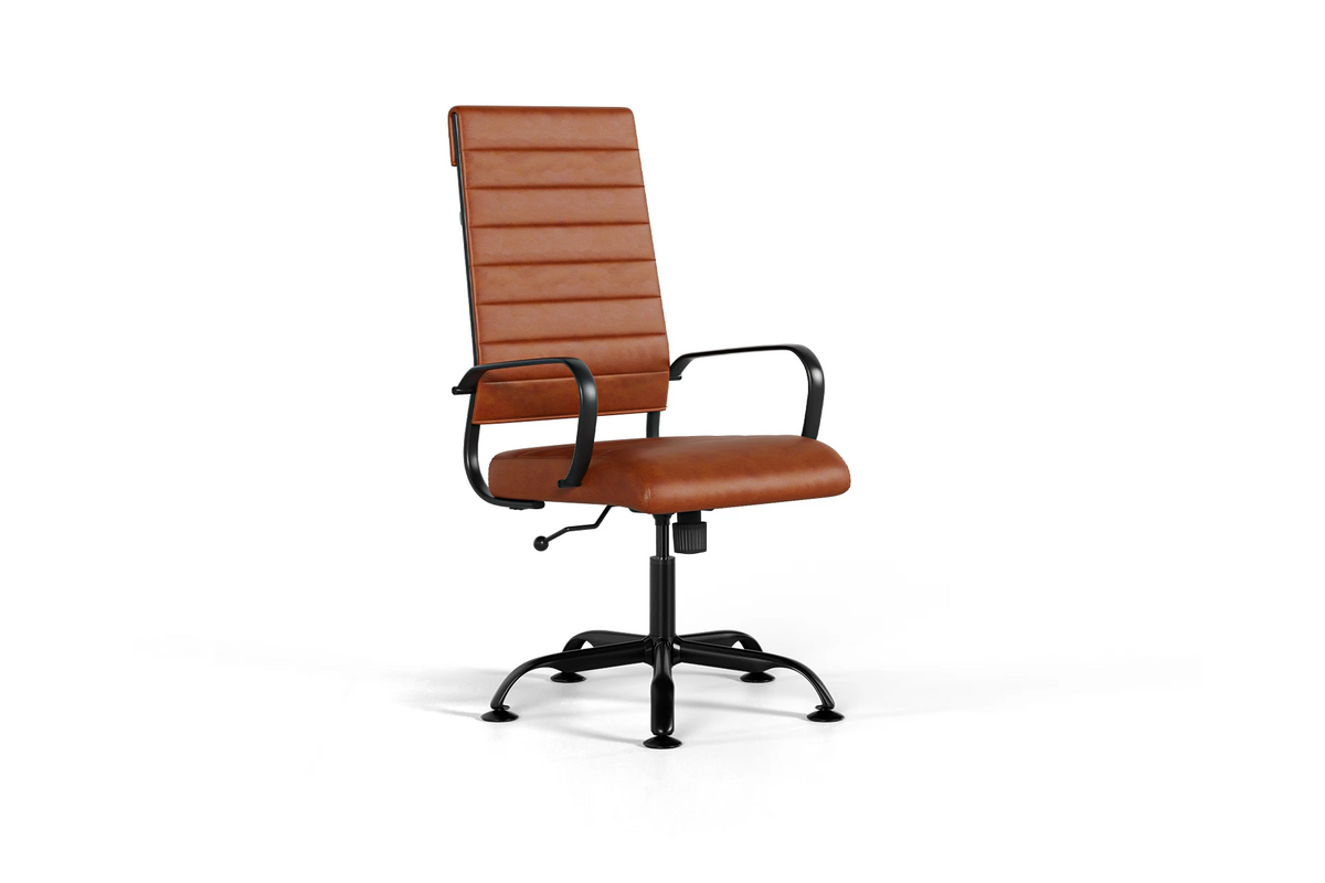 Laguna Executive Office Chair - Brown Vegan Leather and Black Base - Without Wheels