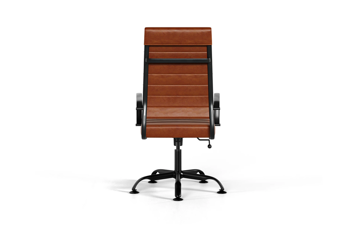 Laguna Executive Office Chair - Brown Vegan Leather and Black Base - Without Wheels