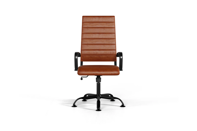 Laguna Executive Office Chair - Brown Vegan Leather and Black Base - Without Wheels