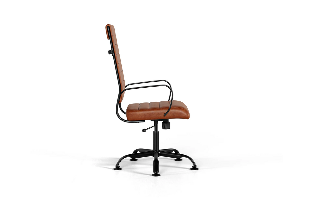 Laguna Executive Office Chair - Brown Vegan Leather and Black Base - Without Wheels