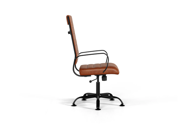 Laguna Executive Office Chair - Brown Vegan Leather and Black Base - Without Wheels