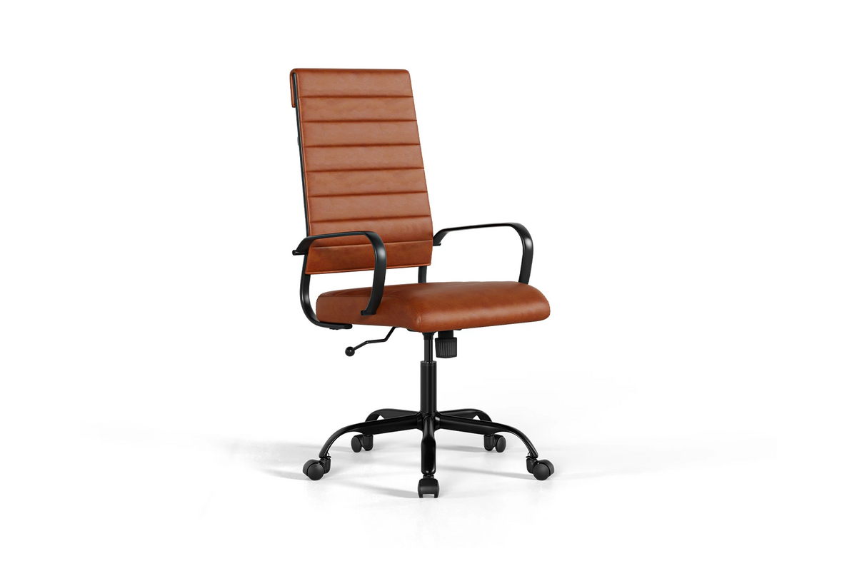 Laguna Executive Office Chair - Brown Vegan Leather and Black Base - With Wheels