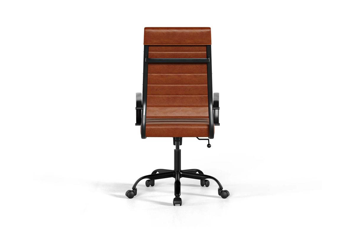 Laguna Executive Office Chair - Brown Vegan Leather and Black Base - With Wheels