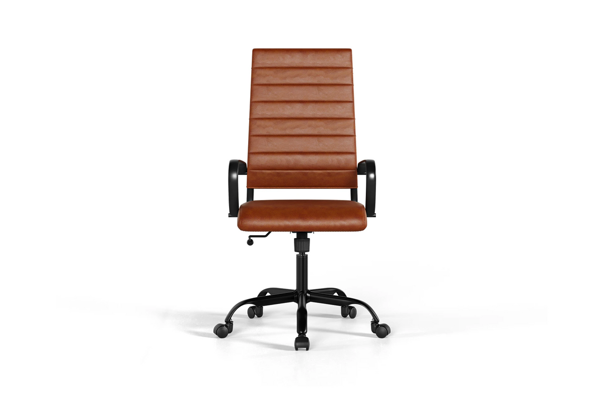 Laguna Executive Office Chair - Brown Vegan Leather and Black Base - With Wheels