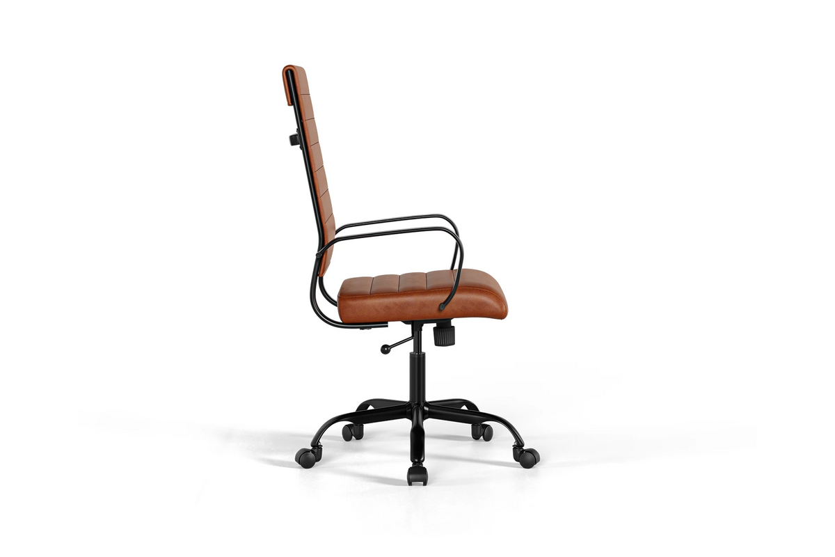 Laguna Executive Office Chair - Brown Vegan Leather and Black Base - With Wheels