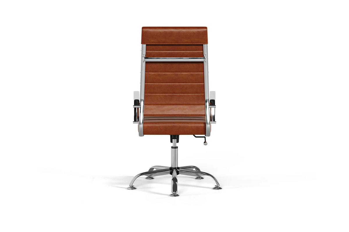 Laguna Executive Office Chair - Brown Vegan Leather and Chrome Base - Without Wheels