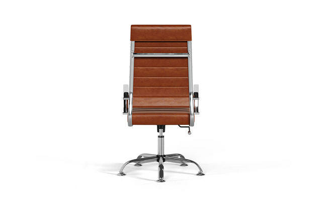 Laguna Executive Office Chair - Brown Vegan Leather and Chrome Base - Without Wheels