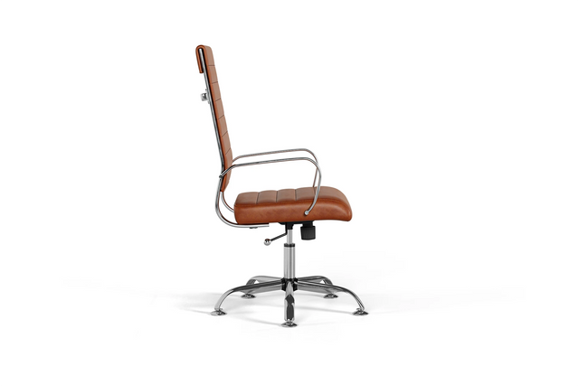 Laguna Executive Office Chair - Brown Vegan Leather and Chrome Base - Without Wheels