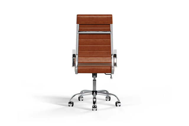 Laguna Executive Office Chair - Brown Vegan Leather and Chrome Base - With Wheels