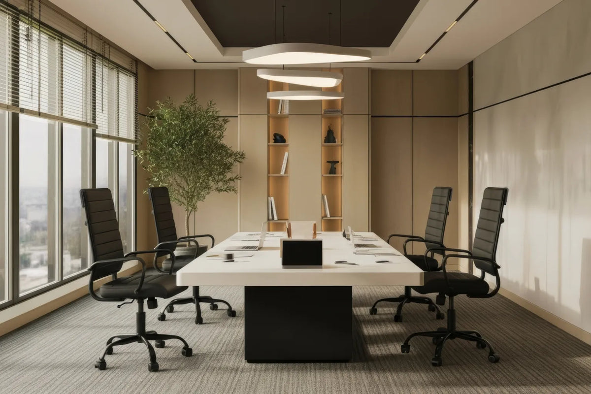 Laguna Executive Office Chair - Black Vegan Leather and Black Base - With Wheels