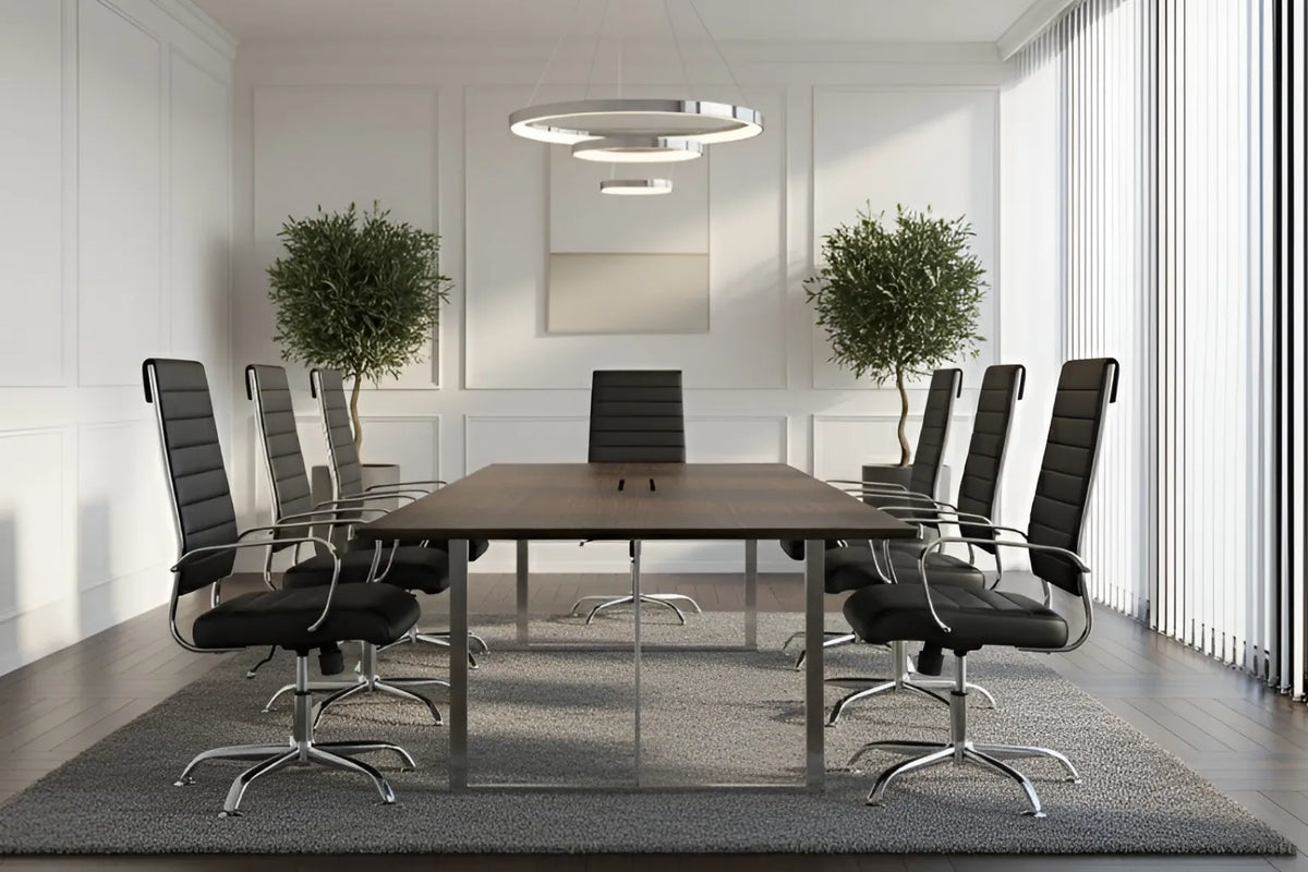 Laguna Executive Office Chair - Black Vegan Leather and Chrome Base - Without Wheels