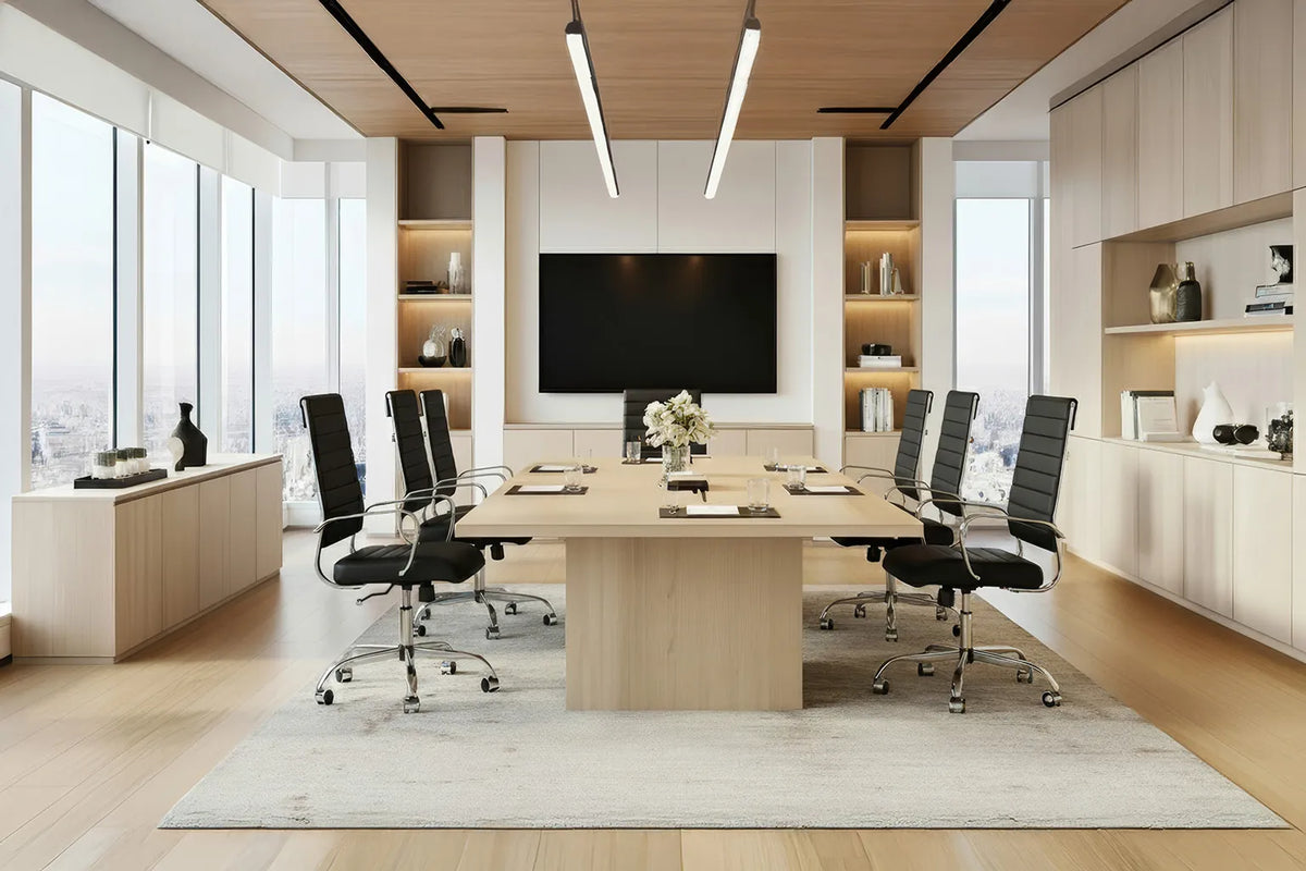 Laguna Executive Office Chair - Black Vegan Leather and Chrome Base - With Wheels