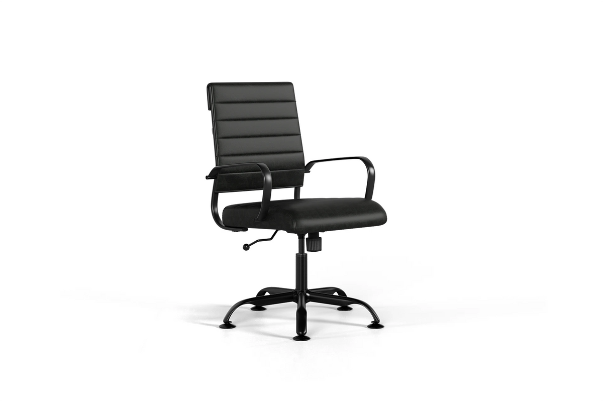 Laguna Ergonomic Office Chair - Black Vegan Leather and Black Base - Without Wheels