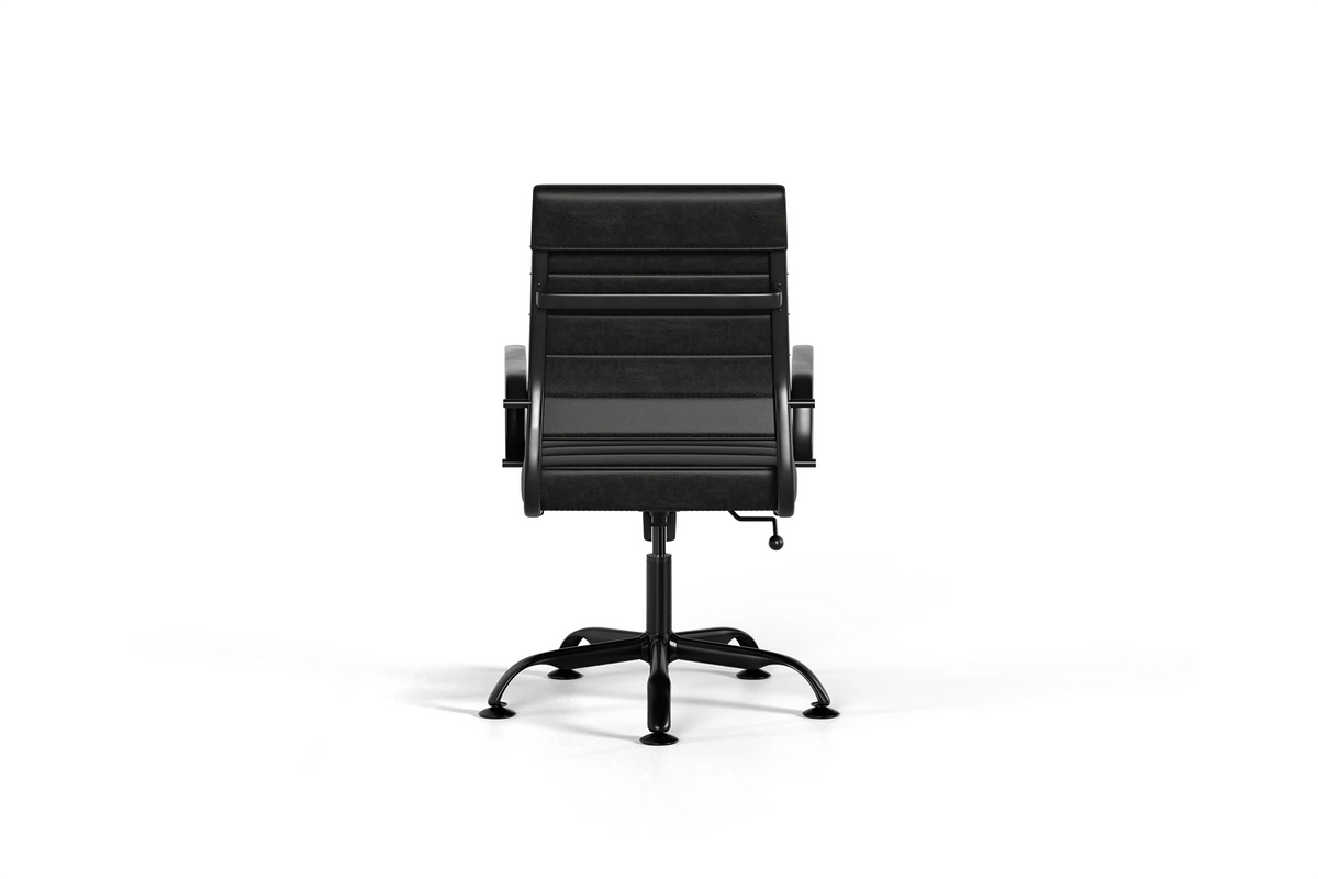 Laguna Ergonomic Office Chair - Black Vegan Leather and Chrome Base - Without Wheels