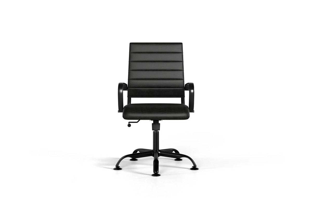 Laguna Classic Office Chair - Black Vegan Leather and Chrome Base - Without Wheels